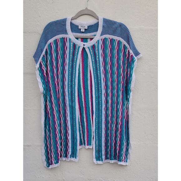 Per Se By Carlisle Women's Knit Wrap Top Woven Embroidered Multicolor Cover Up S - Picture 1 of 12